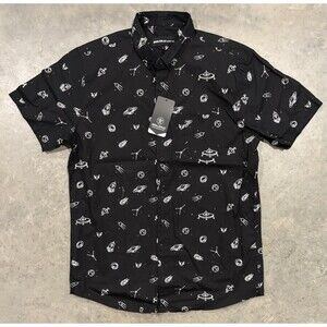NWT Molokai Surf Space Aliens UFOs Themed Button Down Shirts Mens Large